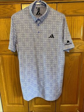 adidas Men’s Light Periwinkle Grid Polo-Medium